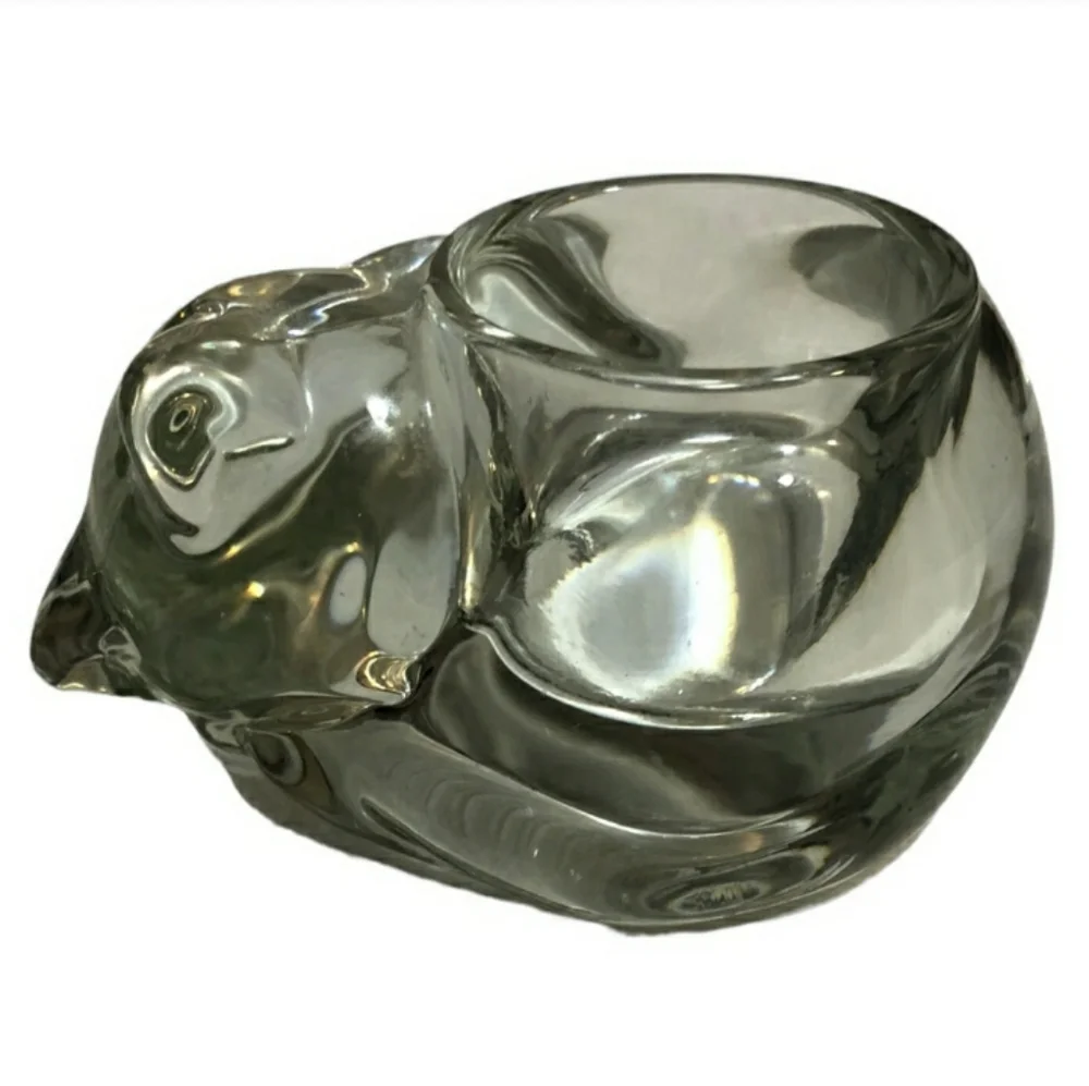 INDIANA GLASS Clear Glass Sleeping Cat Votive HolderIndiana Glass Company